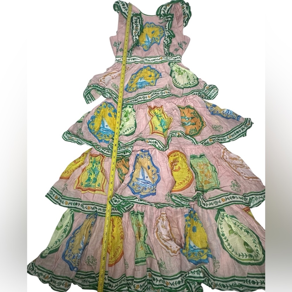 NWT Anthropologie x Alemais Porcelain Frilled Tiered European Flax Midi Dress 4 - Picture 9 of 12